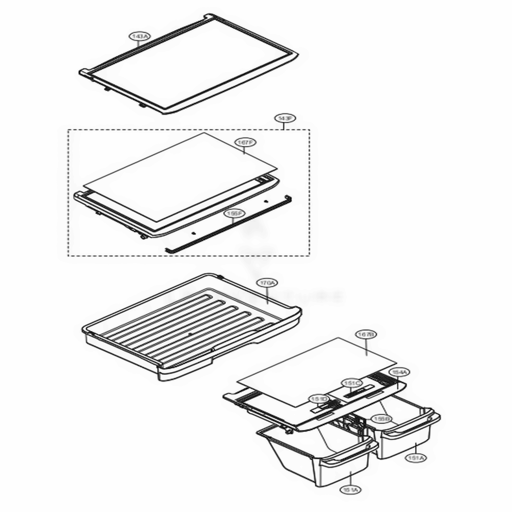 Refrigerator Parts Diagram and Parts List for LTCS24223B AWBCNA1 LG Refrigerator
