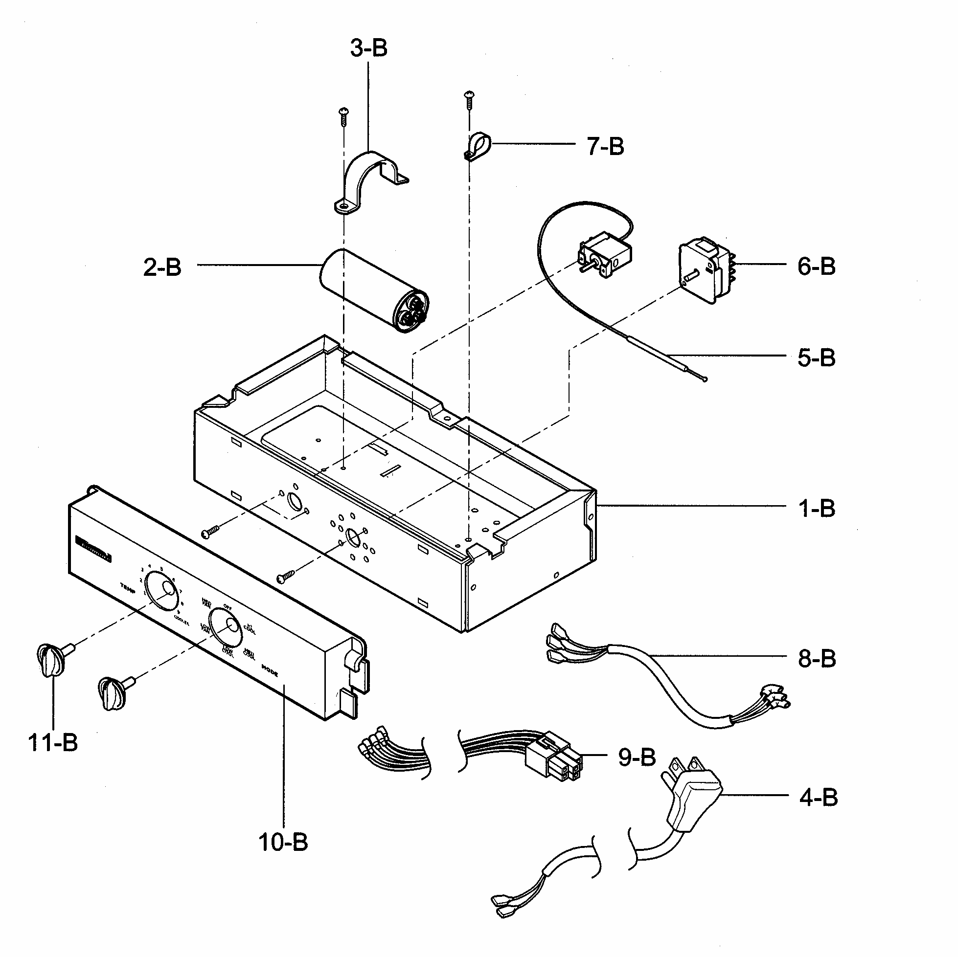 Control Box Assy Diagram and Parts List for 58072126200  Kenmore Air Conditioner