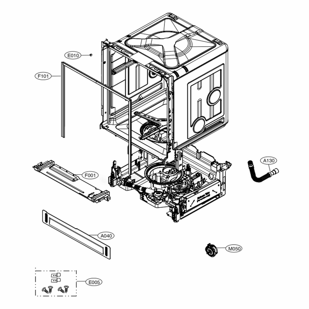 Main Diagram and Parts List for LDF5678BD ABDEEUS LG Dishwasher
