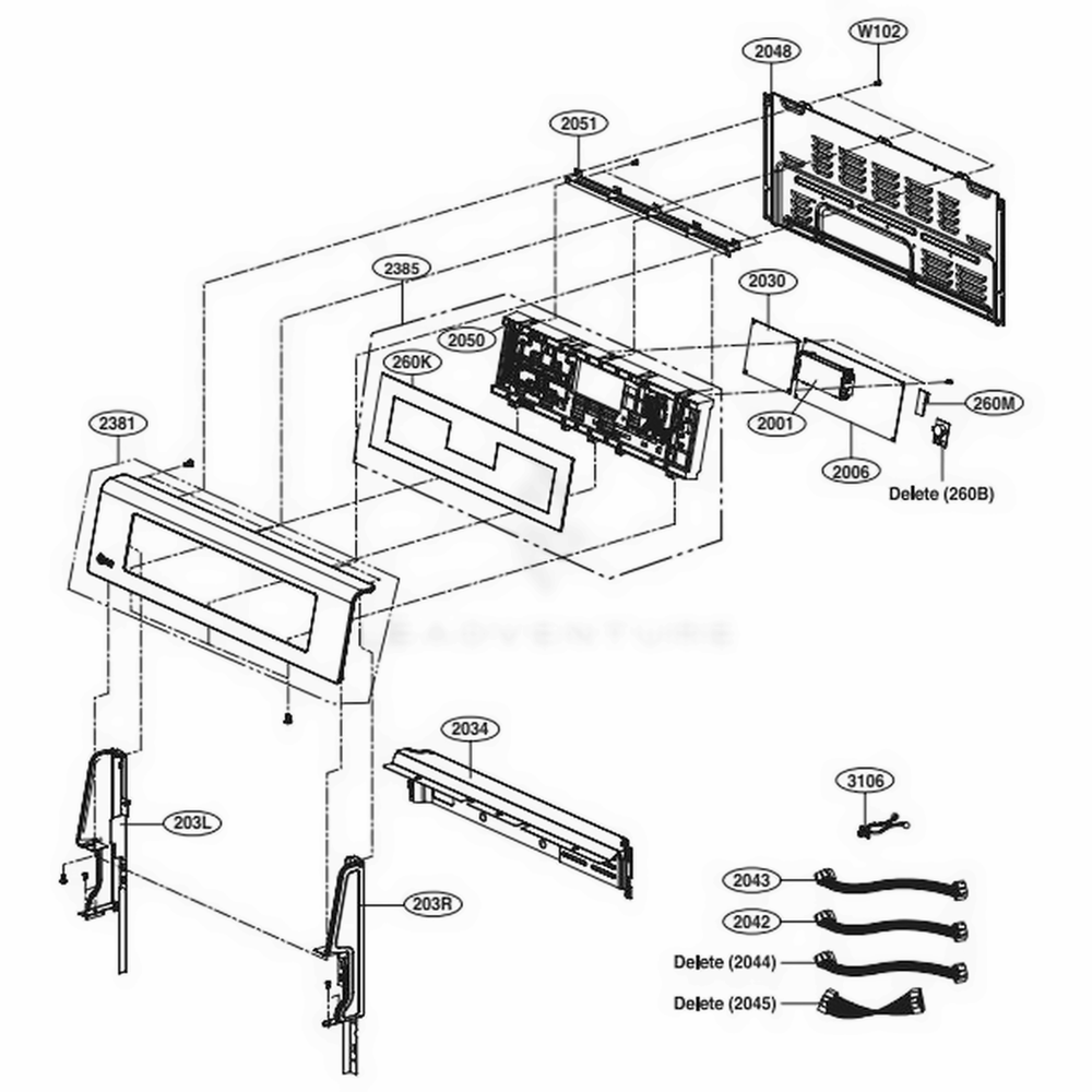 Controller Parts Diagram and Parts List for LDE4413ST ASTLLGA LG Range