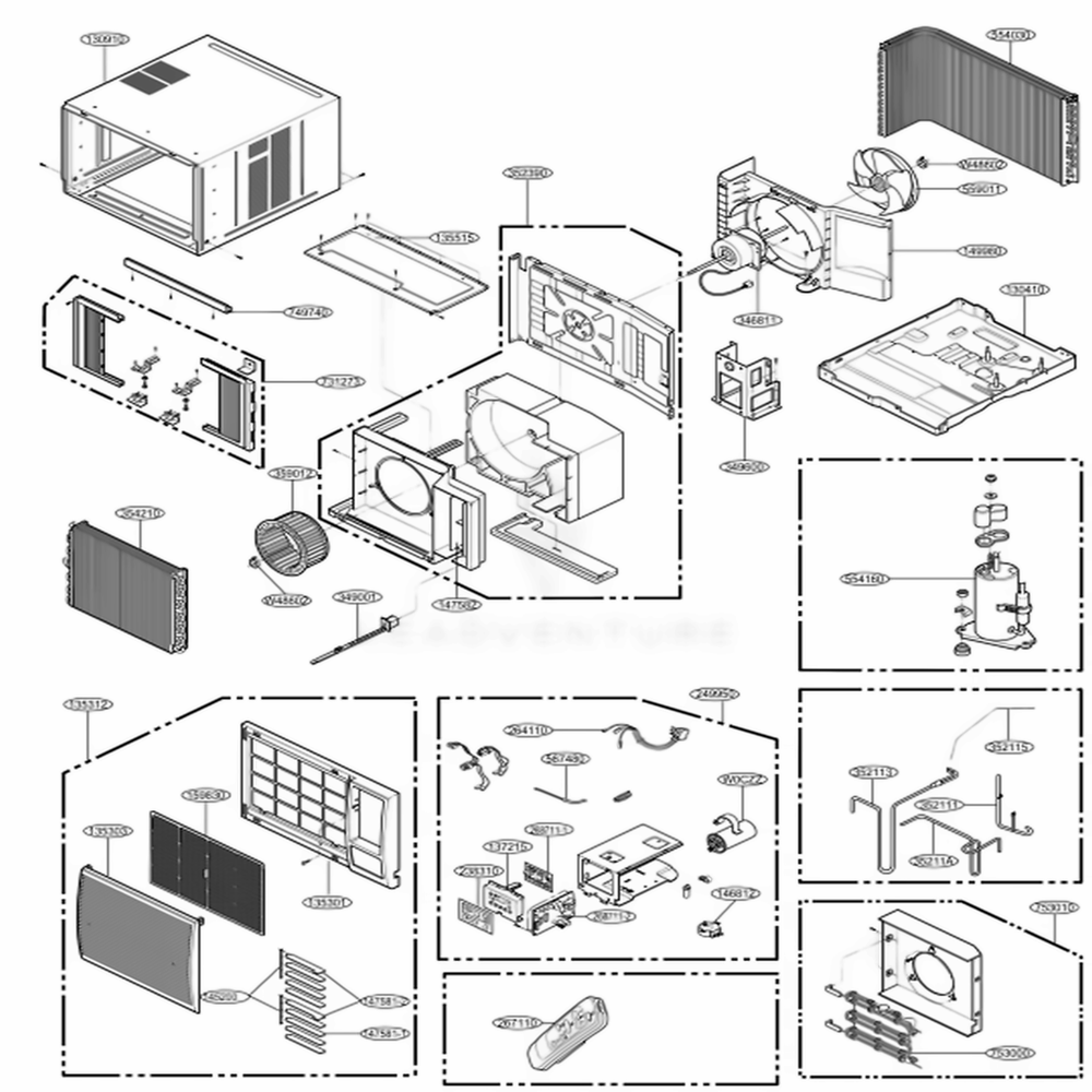 Main Diagram and Parts List for LW2413HR AWYAUSH LG Air Conditioner