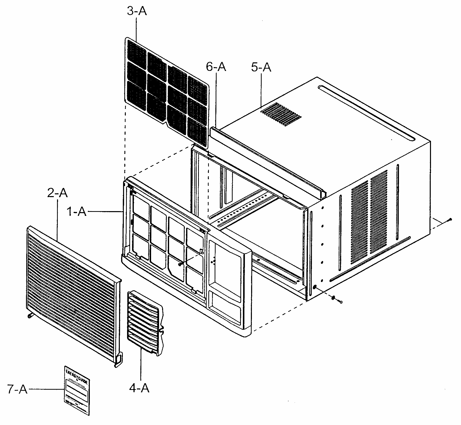 Cabinet Parts Diagram and Parts List for 58071184100  Kenmore Air Conditioner