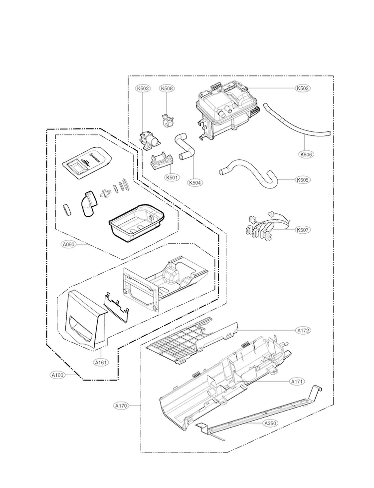 Panel Drawer Parts Diagram and Parts List for DLGX3371W  LG Dryer