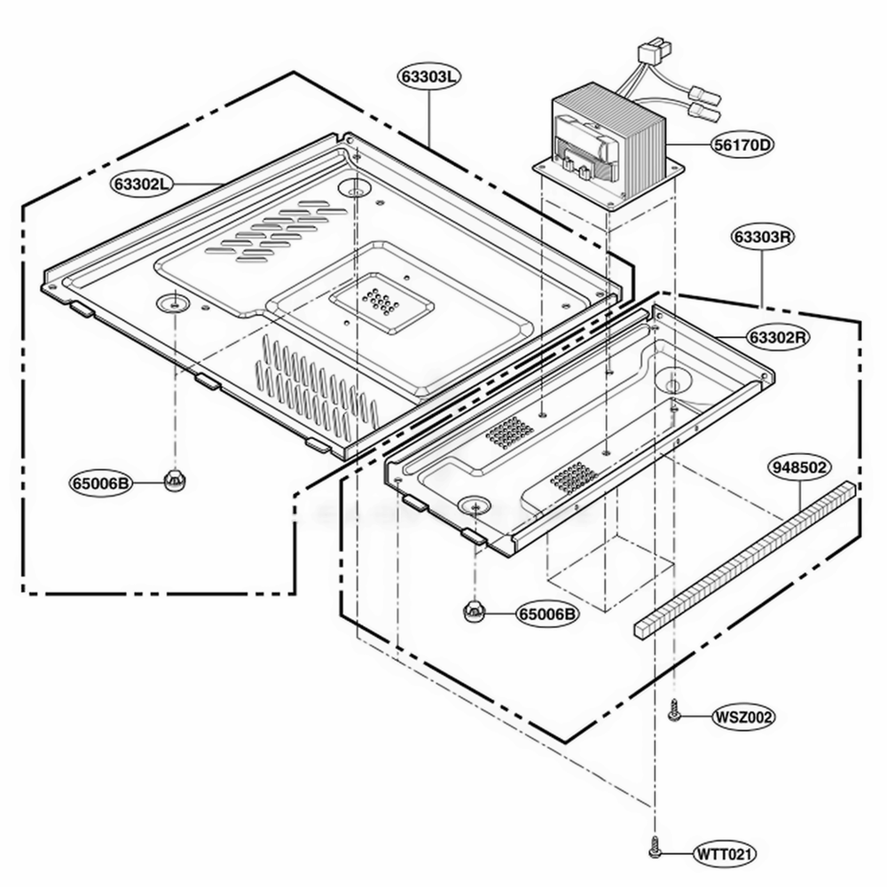 Base Plate Parts Diagram and Parts List for KCMS185JBT CBSEKAD LG Wall Oven