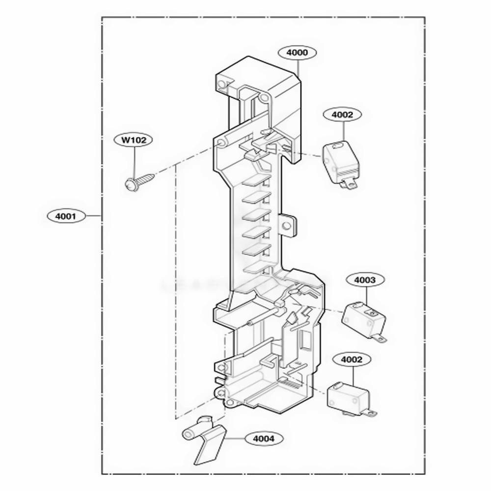 Latch Board Parts Diagram and Parts List for 86003 ASBESEA LG Range