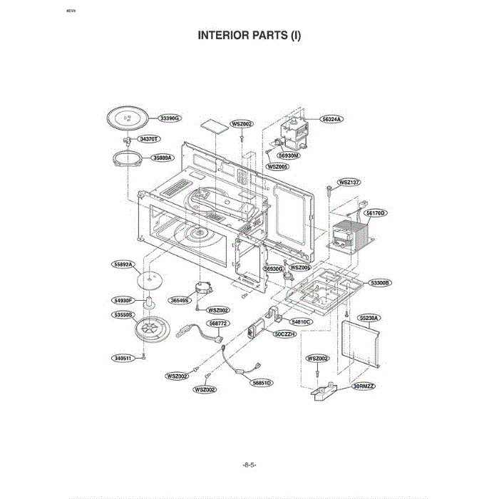 Section 4 Diagram and Parts List for MV-1555ST STEGSE LG Microwave Oven Combo