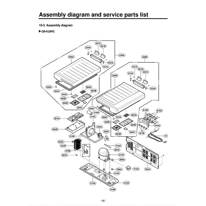 Section 3 Diagram and Parts List for GR-K24PS ADSCGCR LG Refrigerator