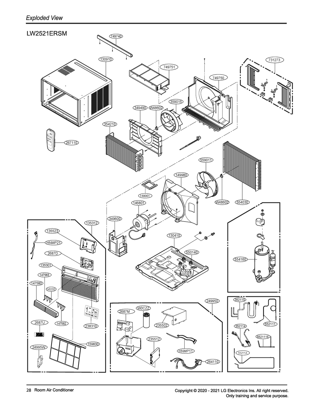 Diagram 1 Diagram and Parts List for W3NC25TNCM2 AT3AUSB LG Air Conditioner
