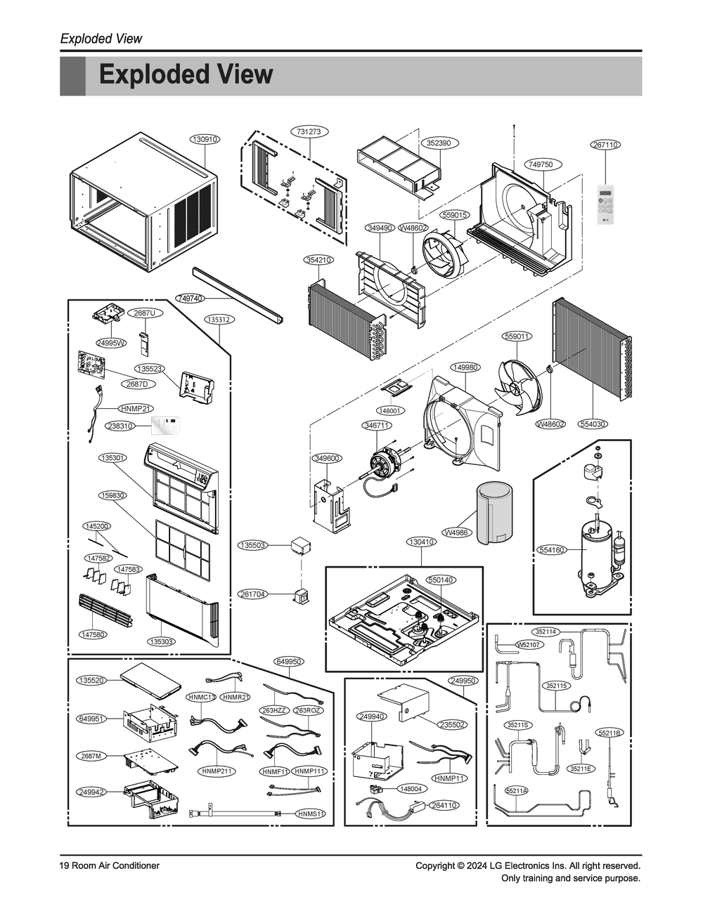 Diagram 1 Diagram and Parts List for LW1522FVSM AT1AUSH LG Air Conditioner
