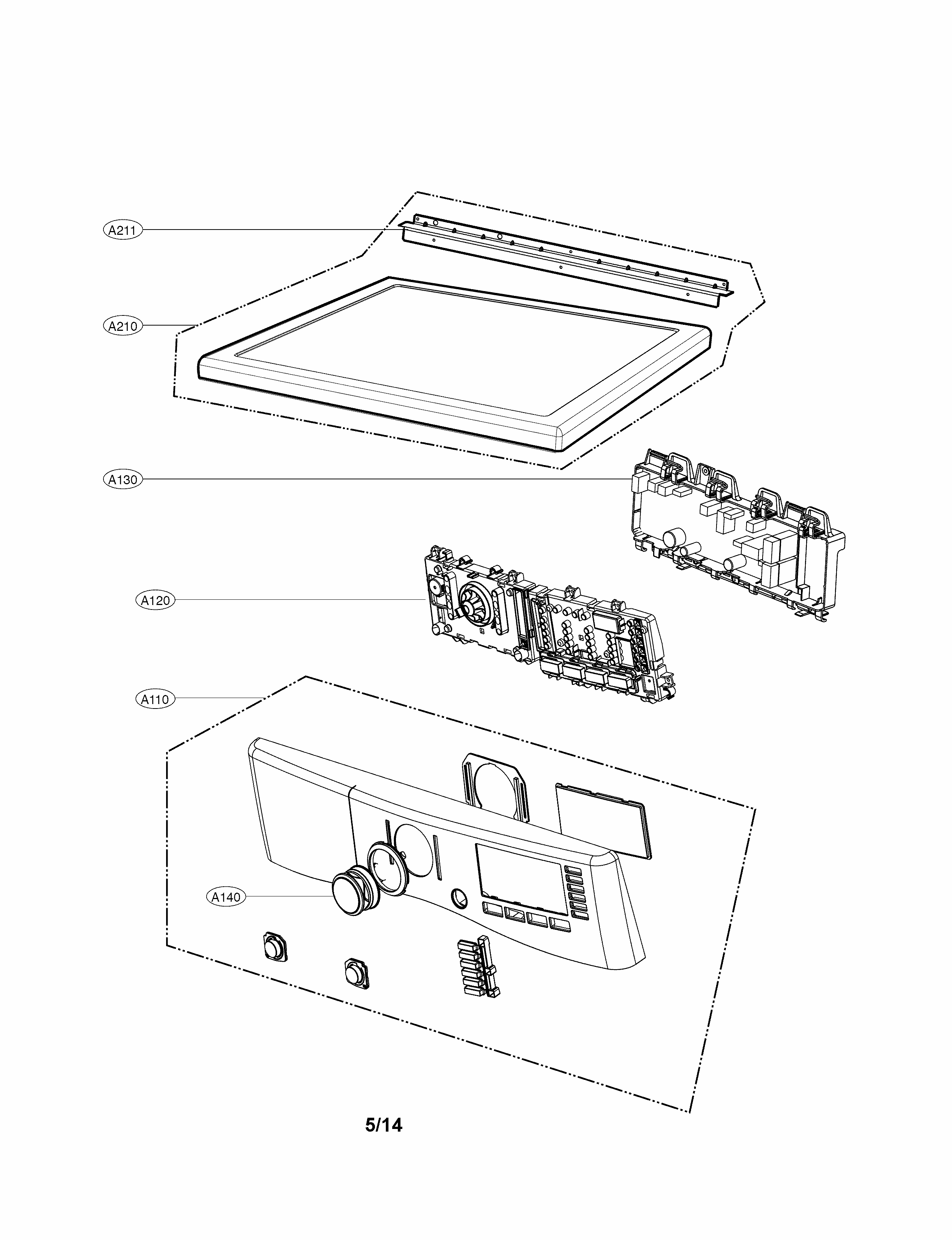 Control Panel Parts Diagram and Parts List for 79691182310  Kenmore Dryer