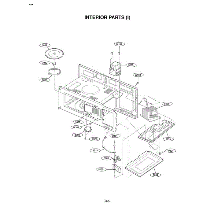 Section 2 Diagram and Parts List for MV1615W AWHEGSE LG Microwave Oven Combo