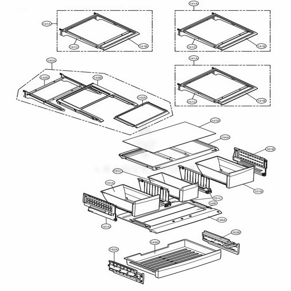 Refrigerator Parts Diagram and Parts List for LFX28978SB AWBCNA4 LG Refrigerator