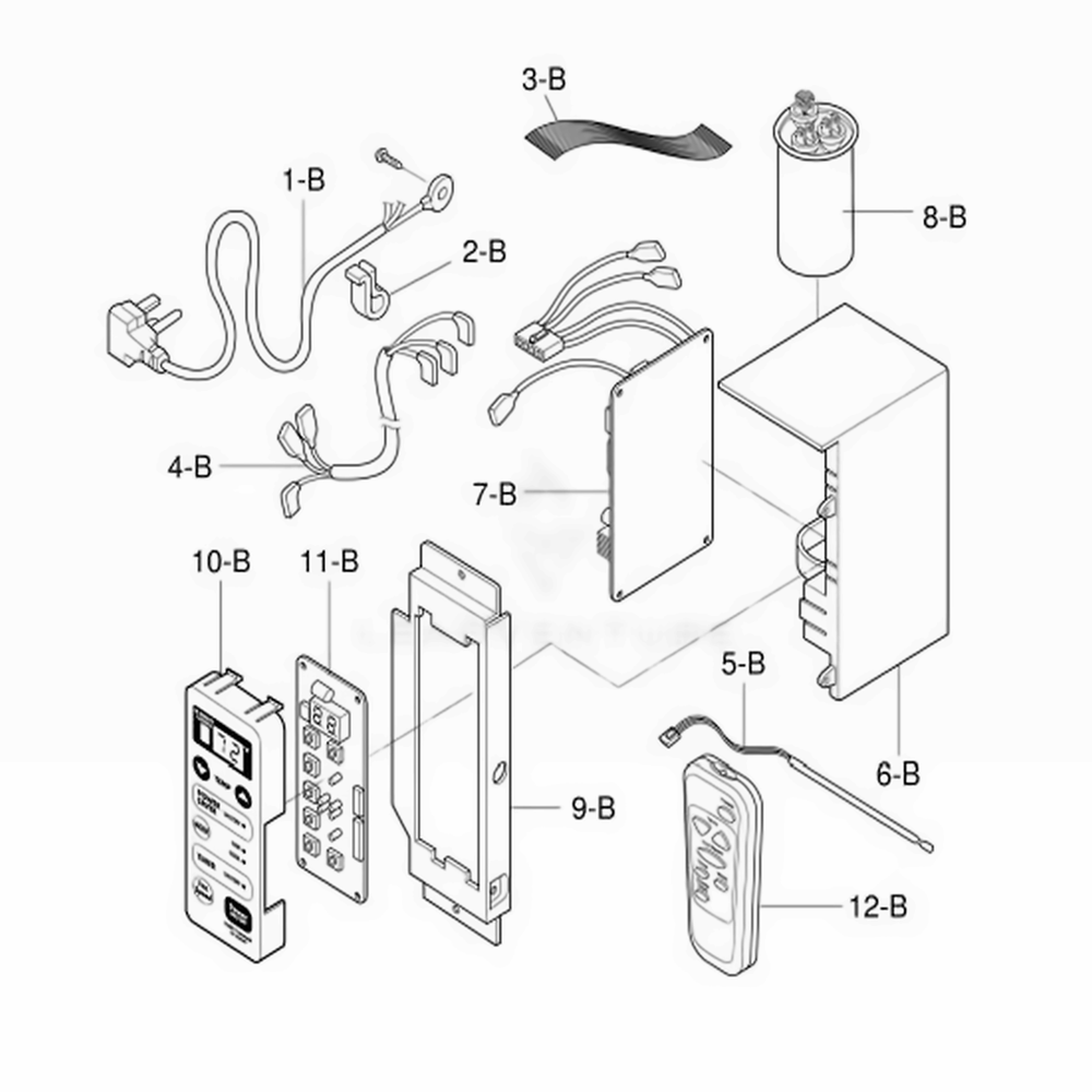 Control Box Assembly Diagram and Parts List for 580 AWYASRU LG Air Conditioner