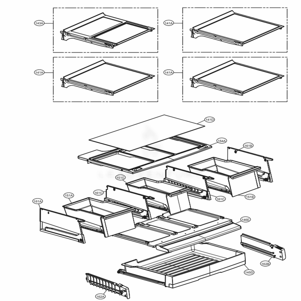 Refrigerator Parts Diagram and Parts List for LSFXC2496D ASBCNA1 LG Refrigerator