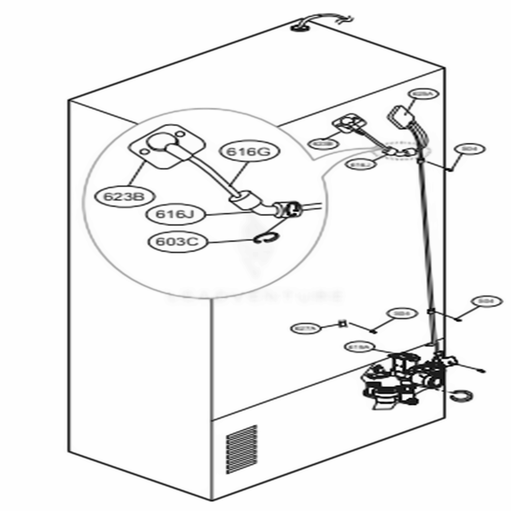 Valve And Water Tube Parts Diagram and Parts List for 74033 ASTCSE2 LG Refrigerator