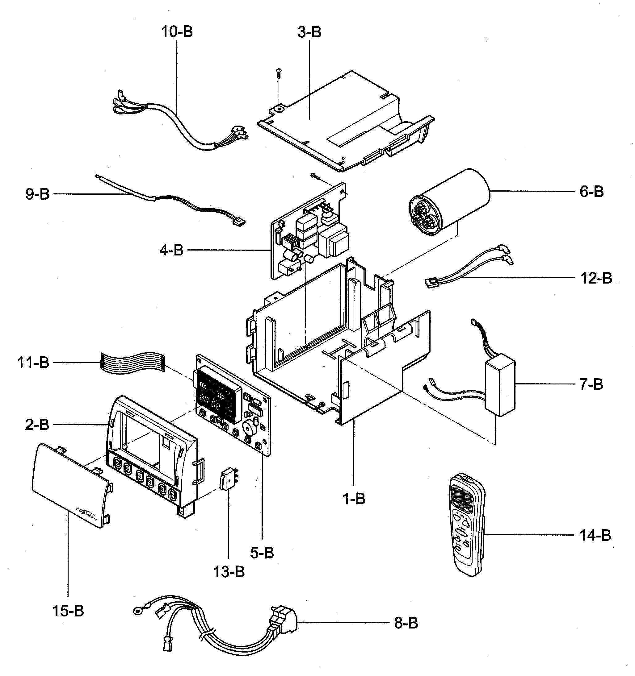 Control Box Assy Diagram and Parts List for 58072189200  Kenmore Air Conditioner