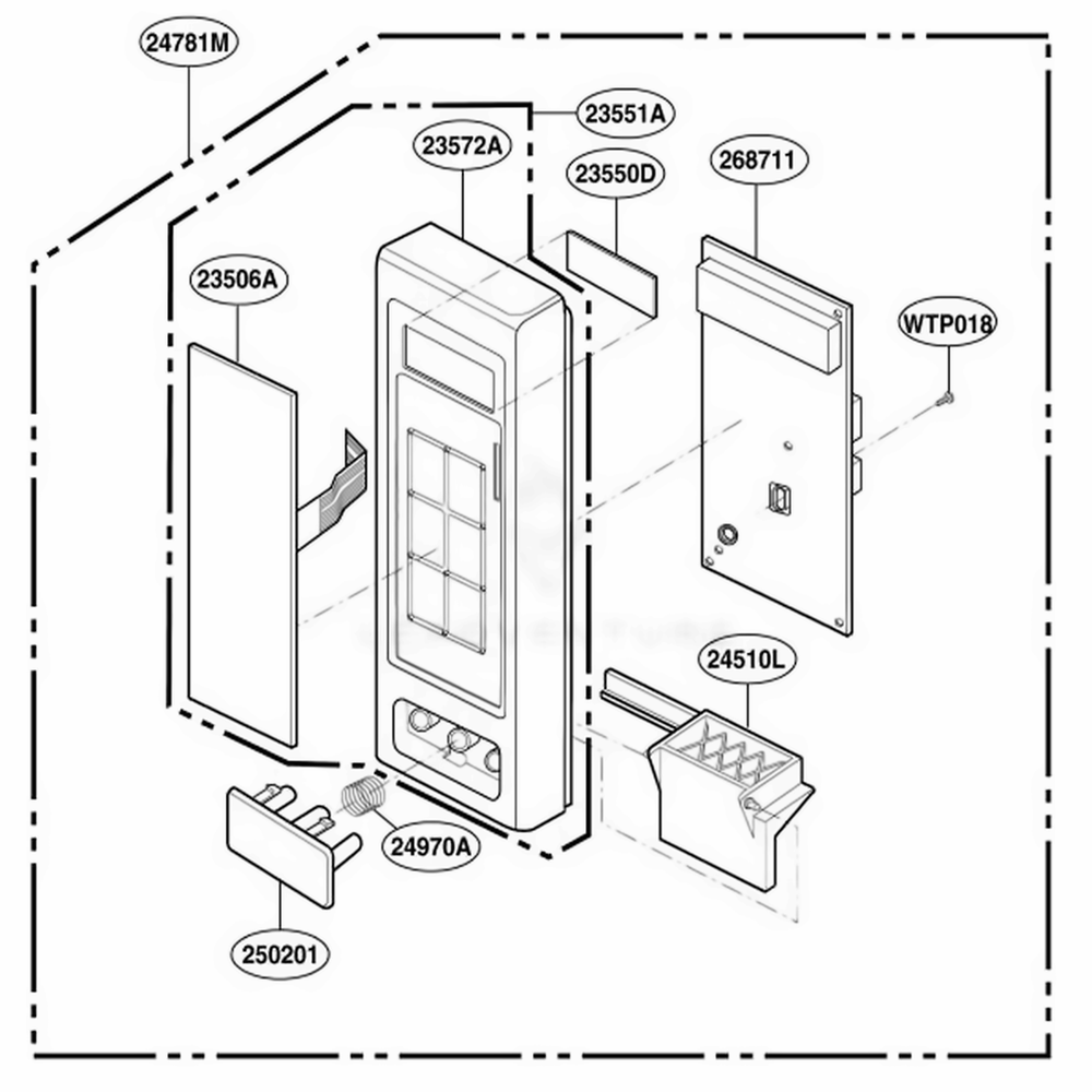 Control Panel Parts Diagram and Parts List for JES1039BJ CBKEGEU LG Range