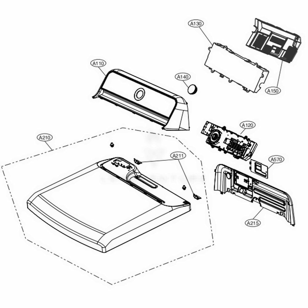 Control Panel And Plate Assembly Diagram and Parts List for DLG7051V ASSEEUS LG Dryer
