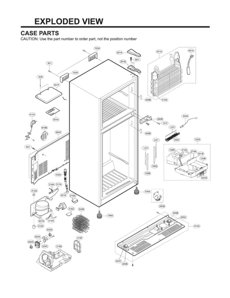 Case Parts Diagram and Parts List for LTCS20120S 00 LG Refrigerator