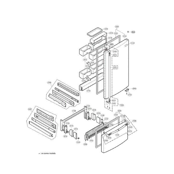 Door 2 Diagram and Parts List for LRDN20720WW  LG Refrigerator