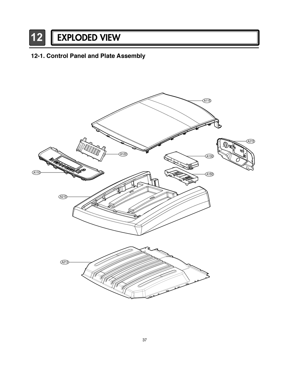 Control Panel And Plate Assembly Diagram and Parts List for RV1385A ABWEEUS LG Dryer
