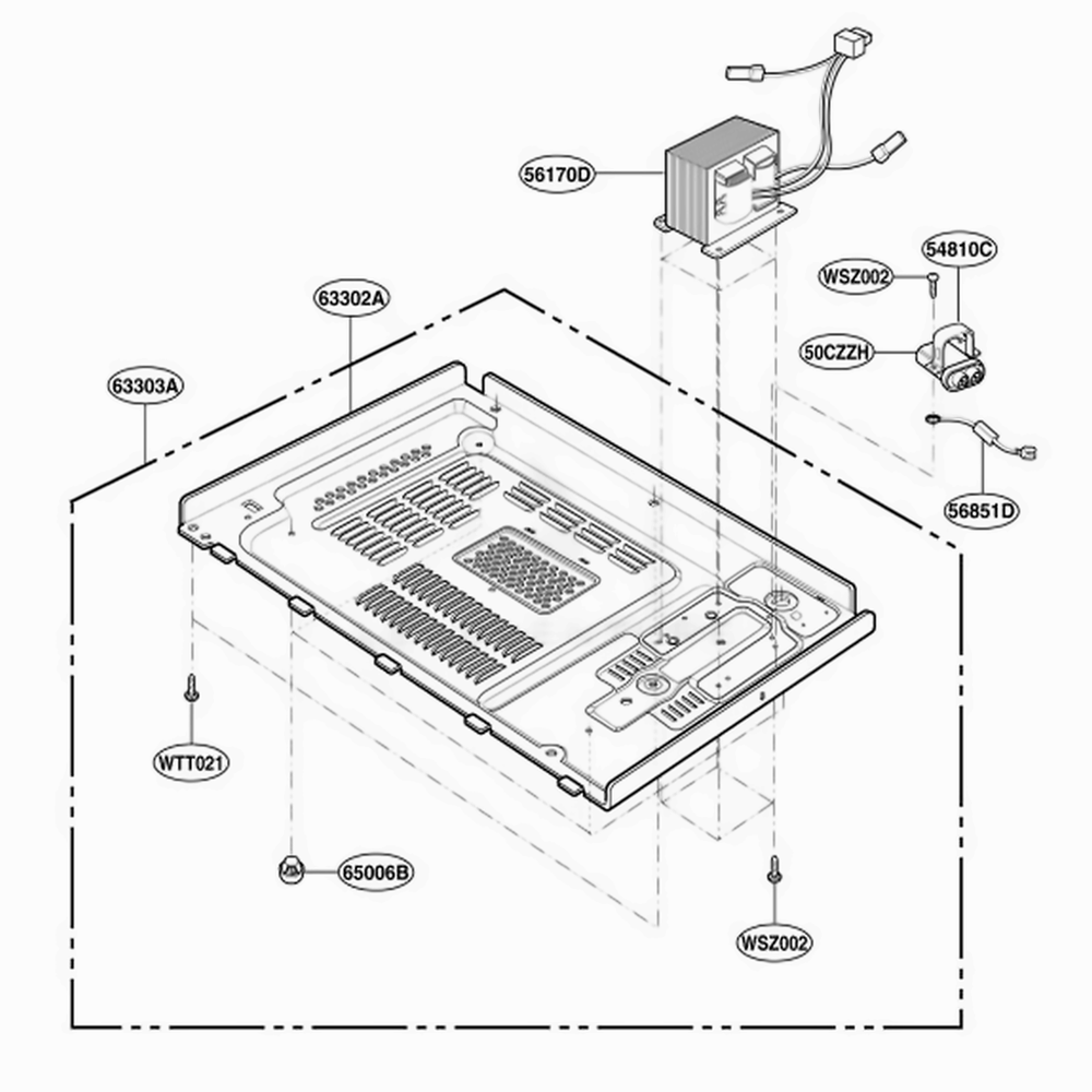 Base Plate Parts Diagram and Parts List for MT1078SGB SGEWRP LG Range