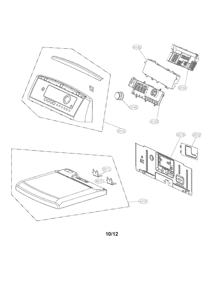 Control Panel And Plate Assembly Parts Diagram and Parts List for DLE4870W  LG Dryer