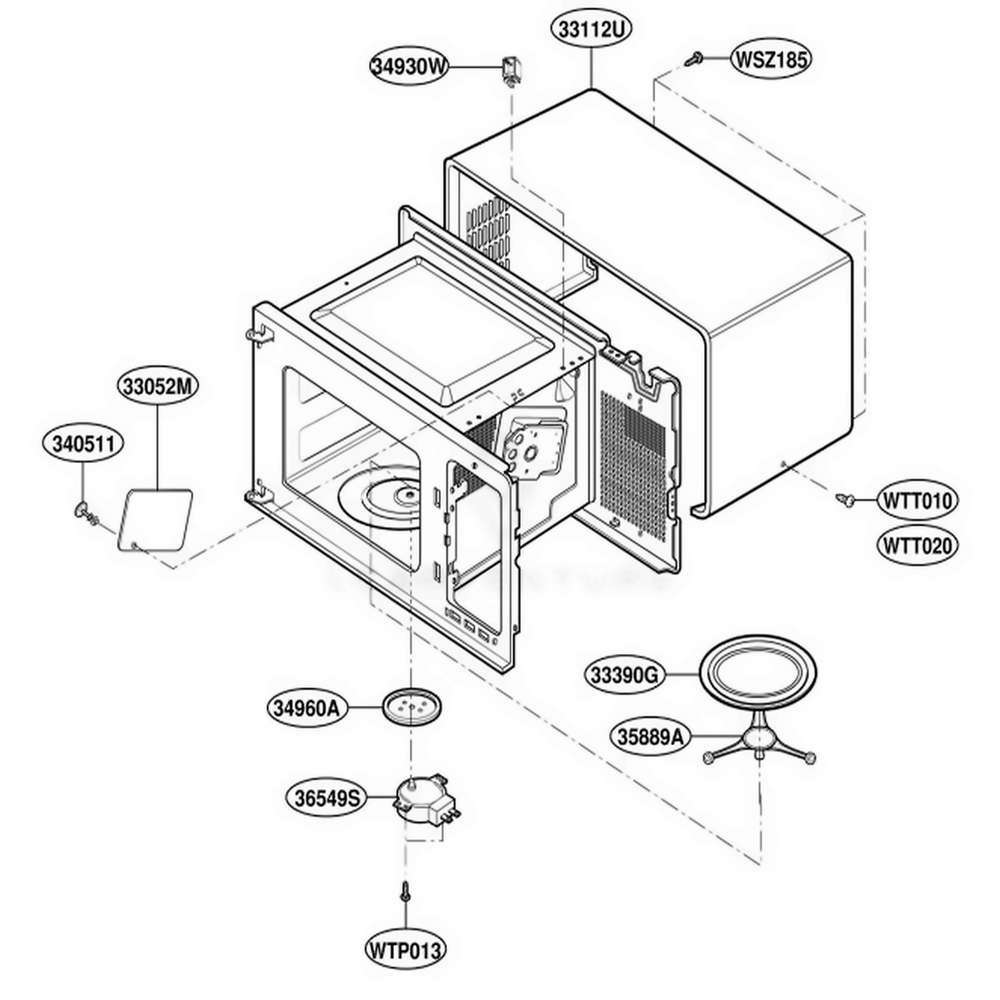 Oven Cavity Parts Diagram and Parts List for MT2115SJQ MWEWRP LG Range