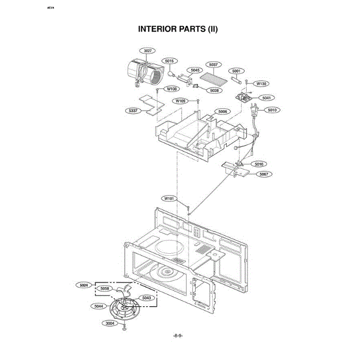 Section 5 Diagram and Parts List for LMV1630BB CB1ELGA LG Microwave Oven Combo