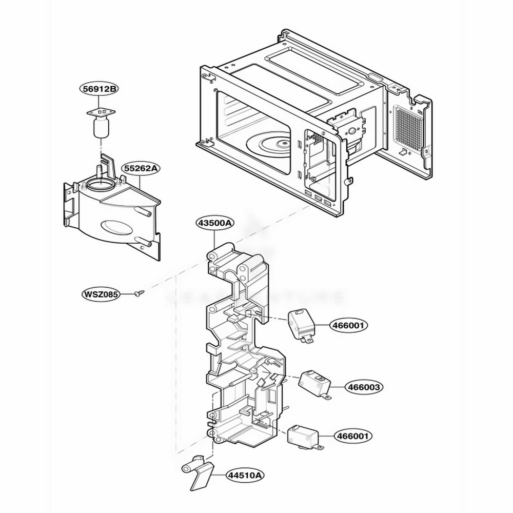 Latch Board Parts Diagram and Parts List for MAB845SV CSLEBBY LG Microwave