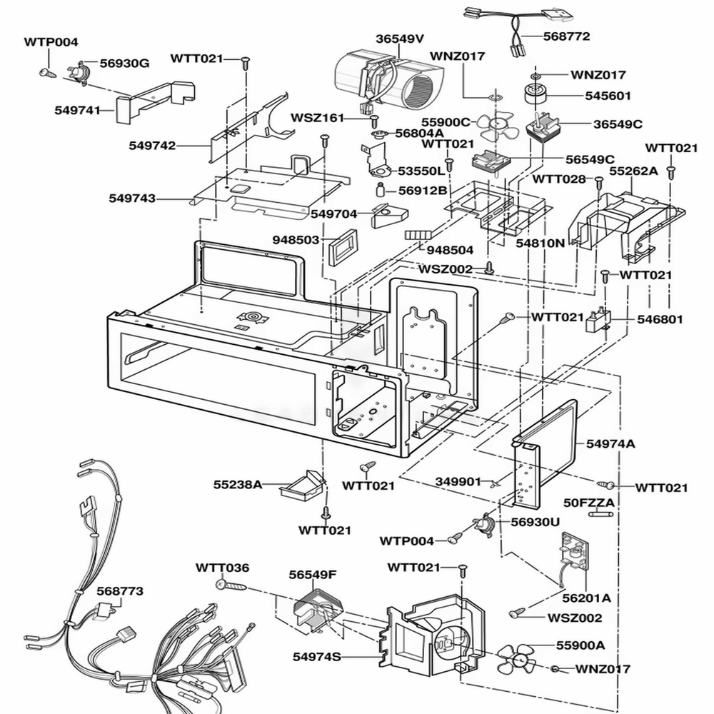 Interior Parts 2 Diagram and Parts List for DOTRC11B BKEDOM LG Wall Oven