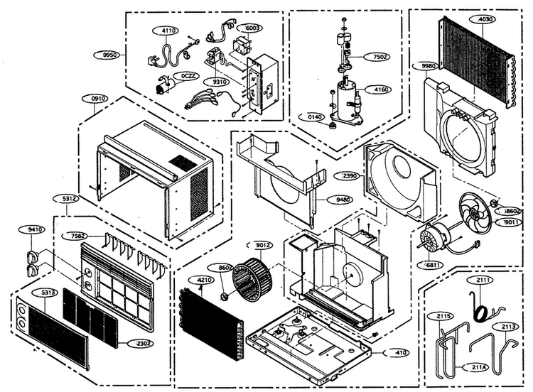 Cabinet Parts Diagram and Parts List for R5400  LG Air Conditioner