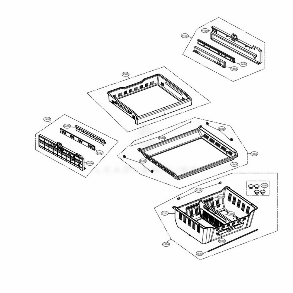 Freezer Parts Diagram and Parts List for LMXS30786S ASTCNA0 LG Refrigerator