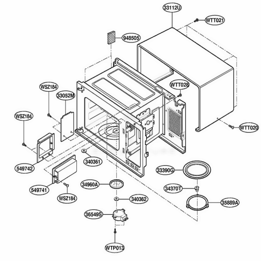Oven Cavity Parts Diagram and Parts List for LD10D AGREAMA LG Wall Oven
