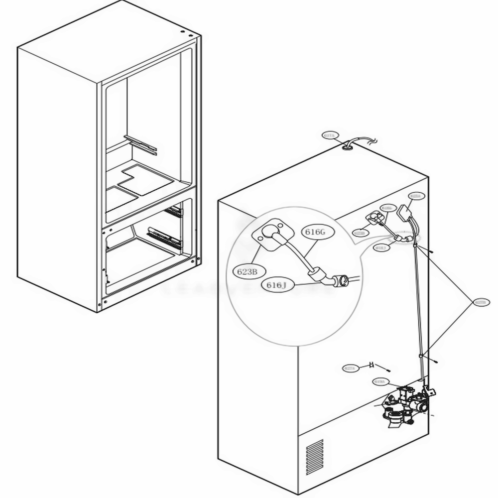 Valve And Water Tube Parts Diagram and Parts List for LMX28988ST ASTCNA6 LG Refrigerator