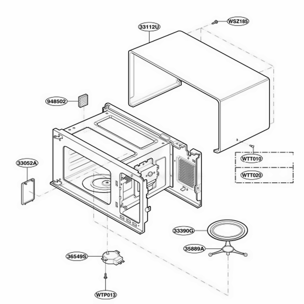 Oven Cavity Parts Diagram and Parts List for MA825B KBKEKMT LG Wall Oven