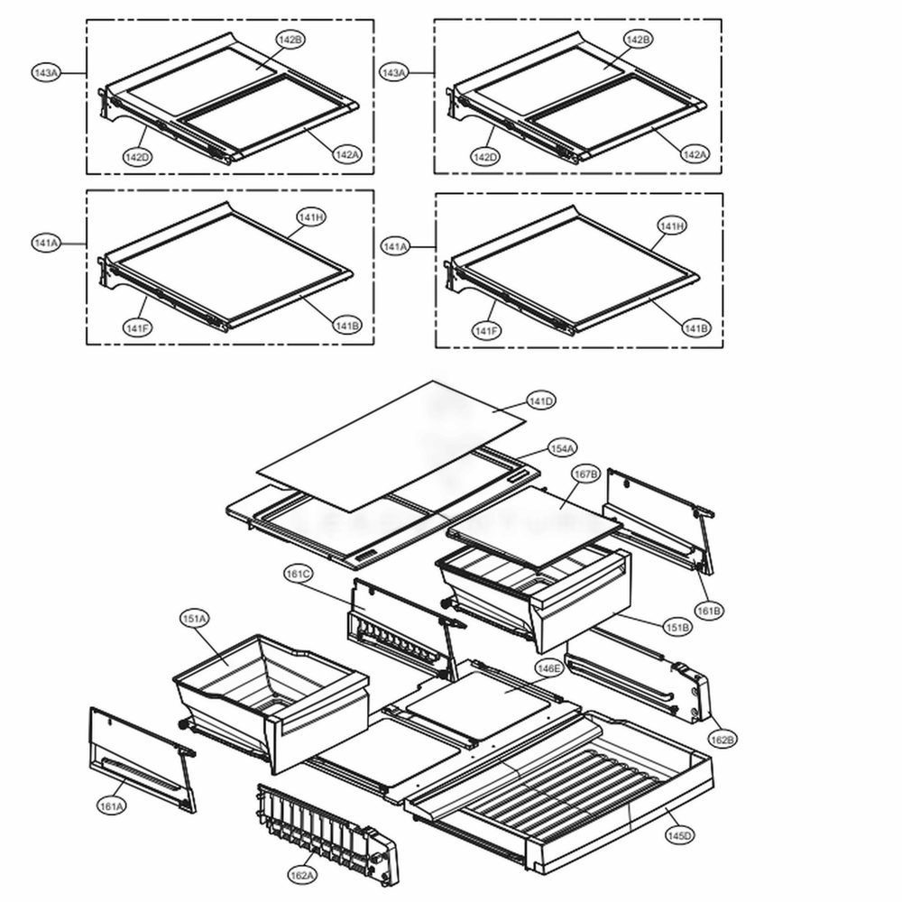 Refrigerator Parts Diagram and Parts List for 73157 ASBCSE1 LG Refrigerator