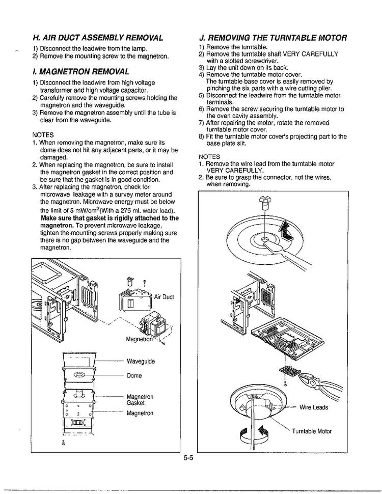 Service Information Page 5 Diagram and Parts List for MA-972MW  LG Microwave