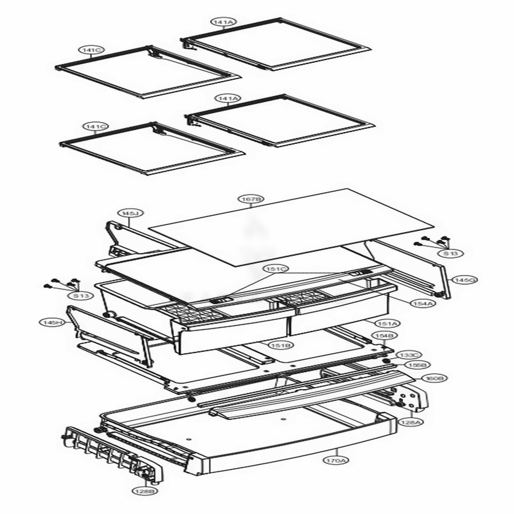 Refrigerator Parts Diagram and Parts List for 71329 AWBCSE0 LG Refrigerator