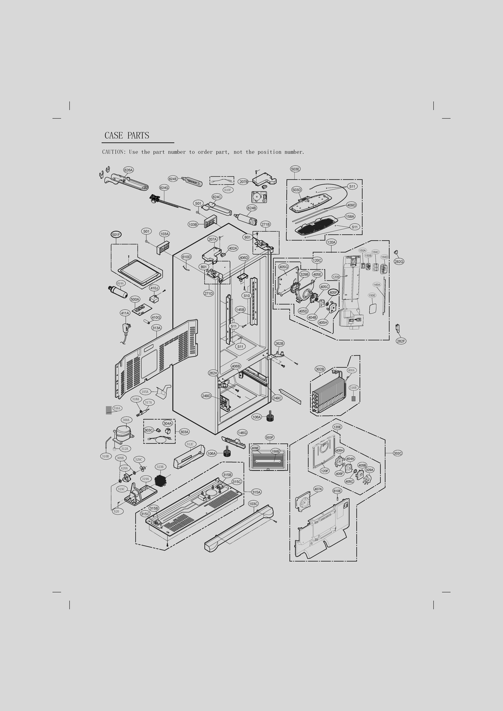 Case Parts Diagram and Parts List for GC-L28AGSXM ASTCNA0 LG Refrigerator