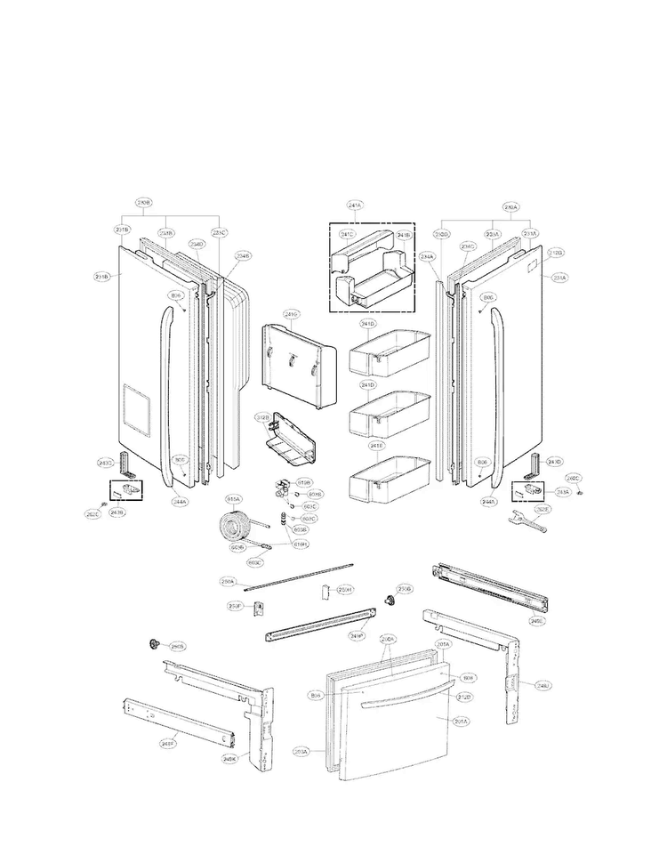 Door Parts Diagram and Parts List for LFX28977ST 02 LG Refrigerator