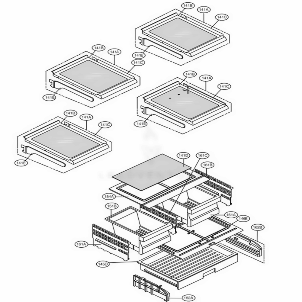 Refrigerator Parts Diagram and Parts List for 70329 AWBCSE2 LG Refrigerator