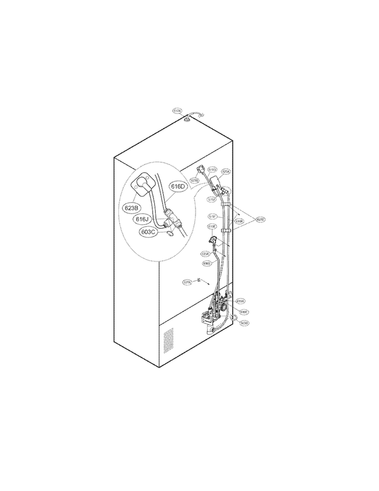 Valve And Water Tube Parts Diagram and Parts List for LFX28979SW 01 LG Refrigerator