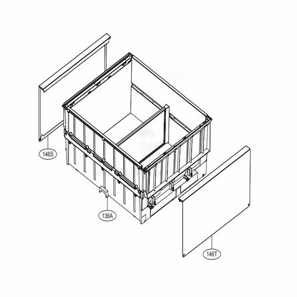 Middle Compartment Drawer Diagram and Parts List for URETC1408N AGRCNA0 LG Refrigerator
