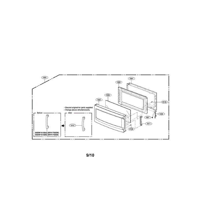Door Diagram and Parts List for LMVH1750SB 00 LG Microwave