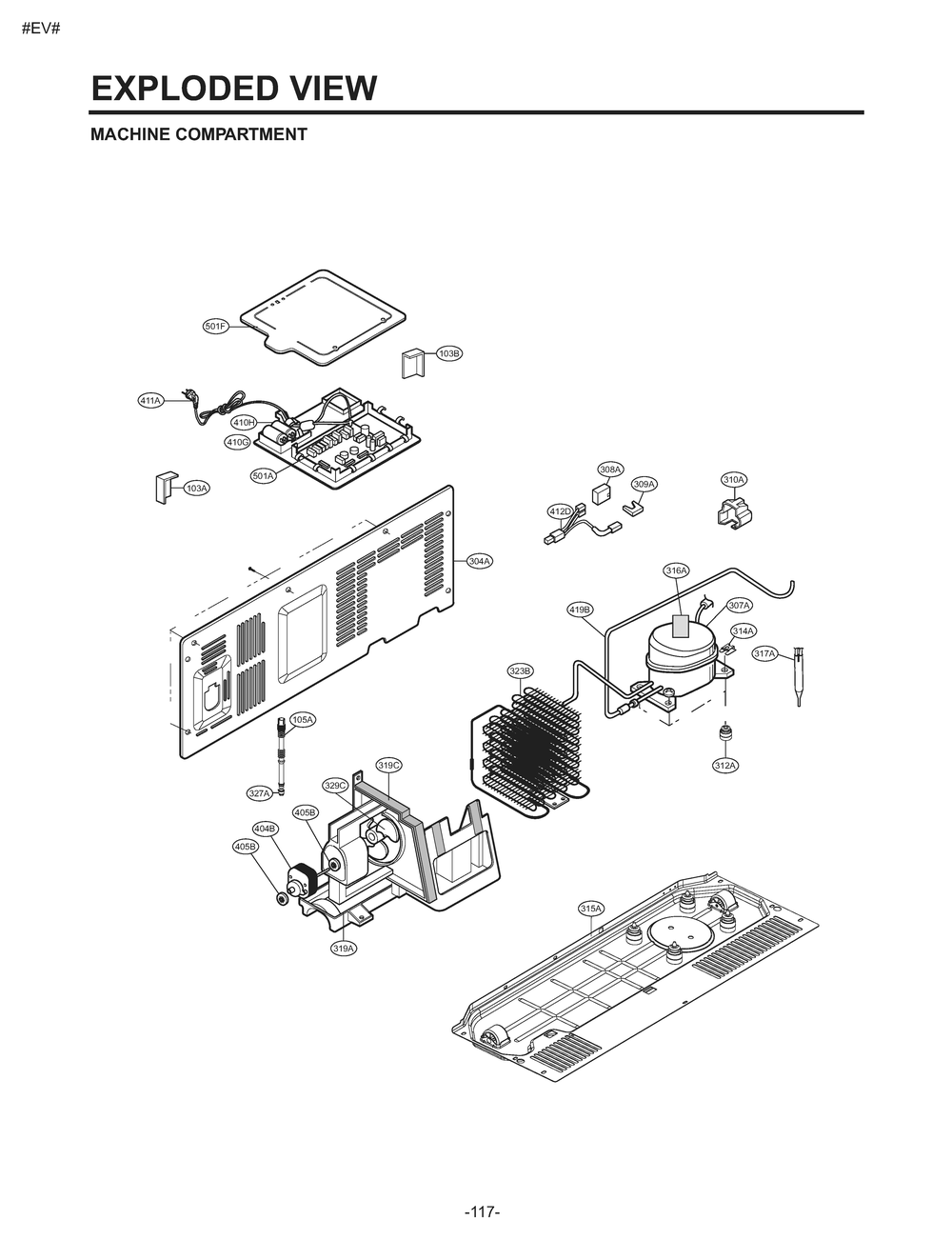 Machine Compartment Diagram and Parts List for GM-L237MQFP ASW2SER LG Refrigerator