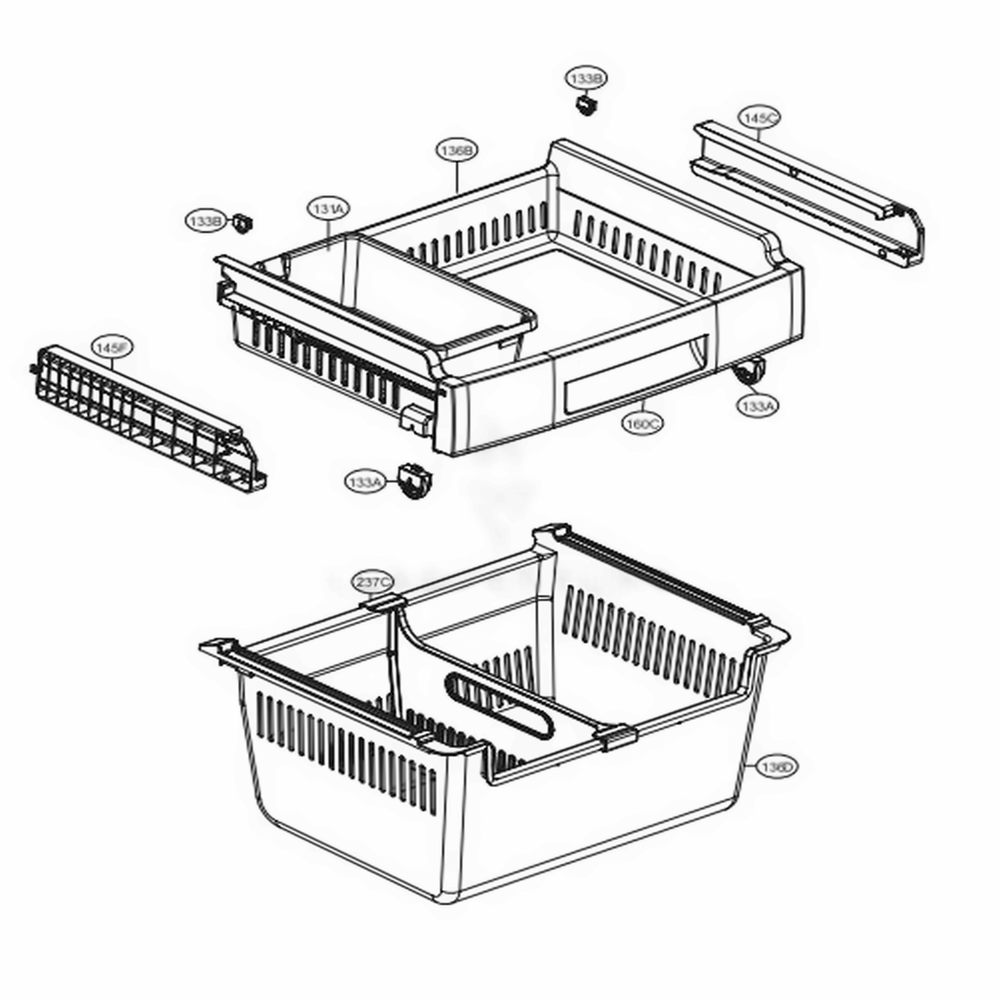 Freezer Parts Diagram and Parts List for 71323 ASTCSE0 LG Refrigerator