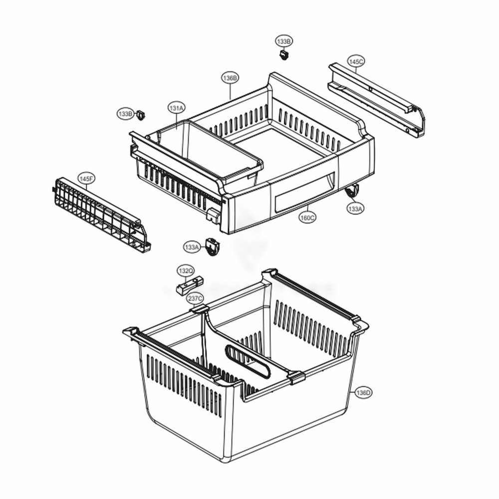 Freezer Parts Diagram and Parts List for LDCS24223B AWBCNA0 LG Refrigerator