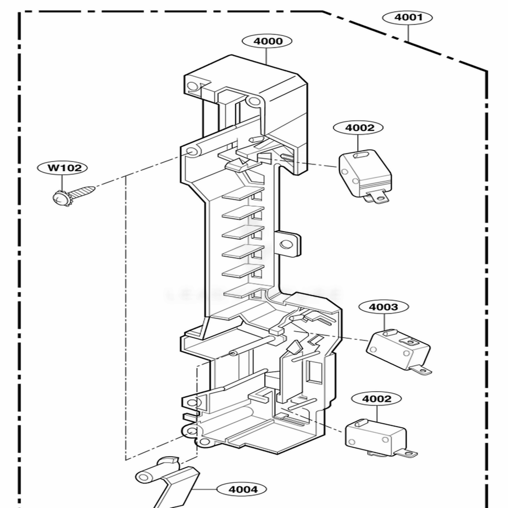 Latch Board Parts Diagram and Parts List for DOTRC17SS ASBEDOM LG Range