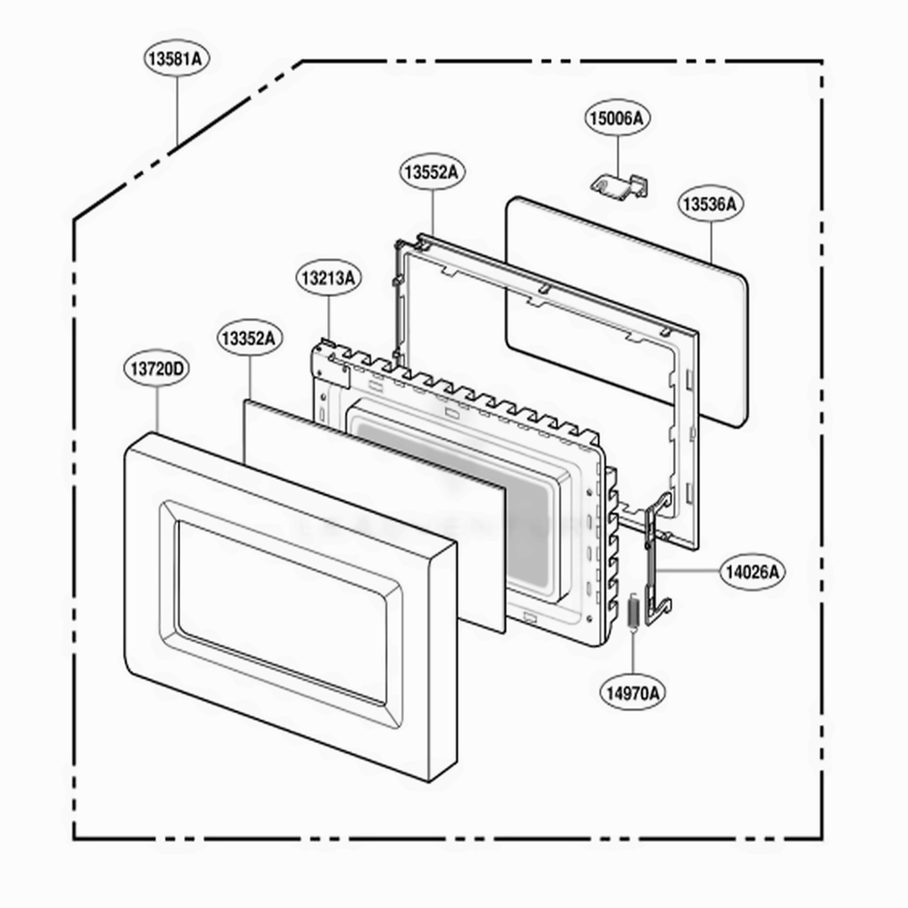 Door Parts Diagram and Parts List for MT4140SKQ AWHEWRP LG Range